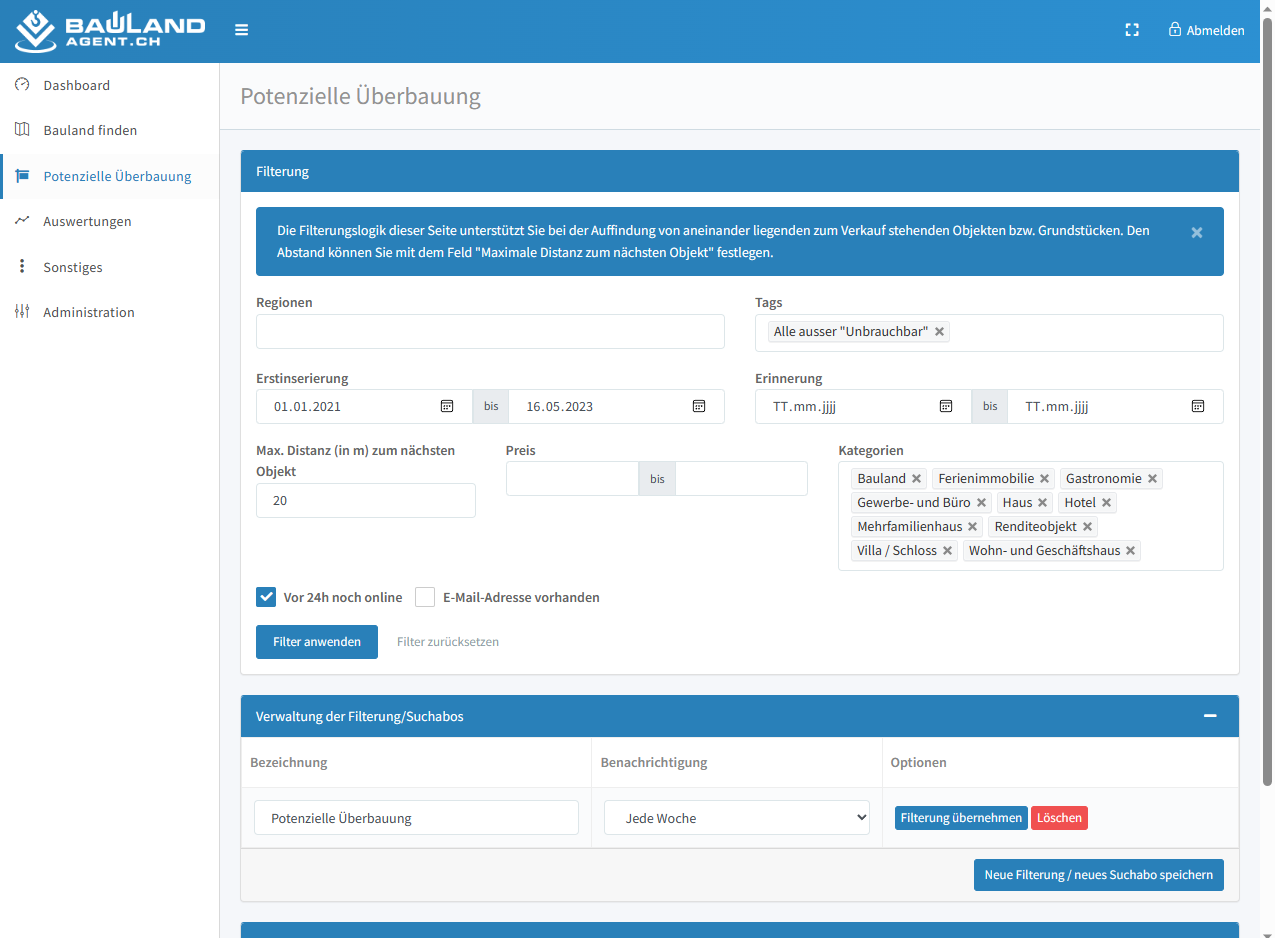Potenzielle Überbauung